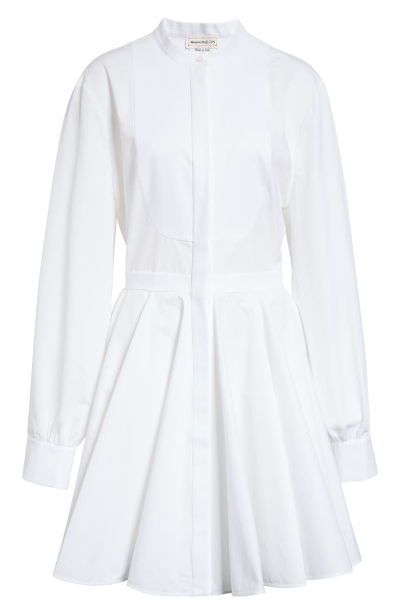 McQueen Bib Front Long Sleeve Organic Cotton Poplin Skater Dress, Main, color, 