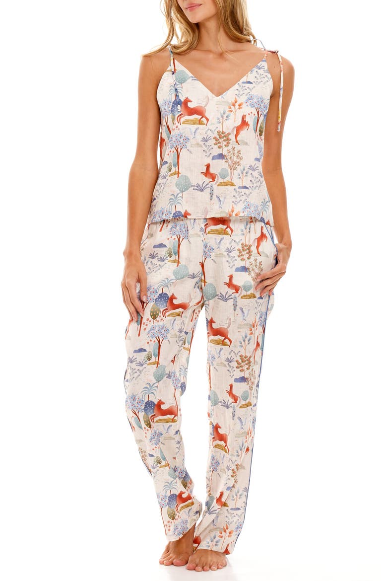 Amelie Equus Linen Pajamas, Main, color, BLUE