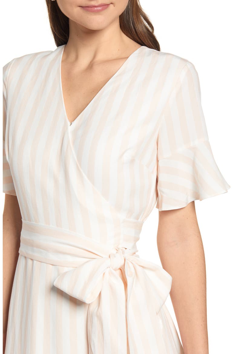 Ruffle Wrap Dress, Alternate, color, PINK TAN STRIPE