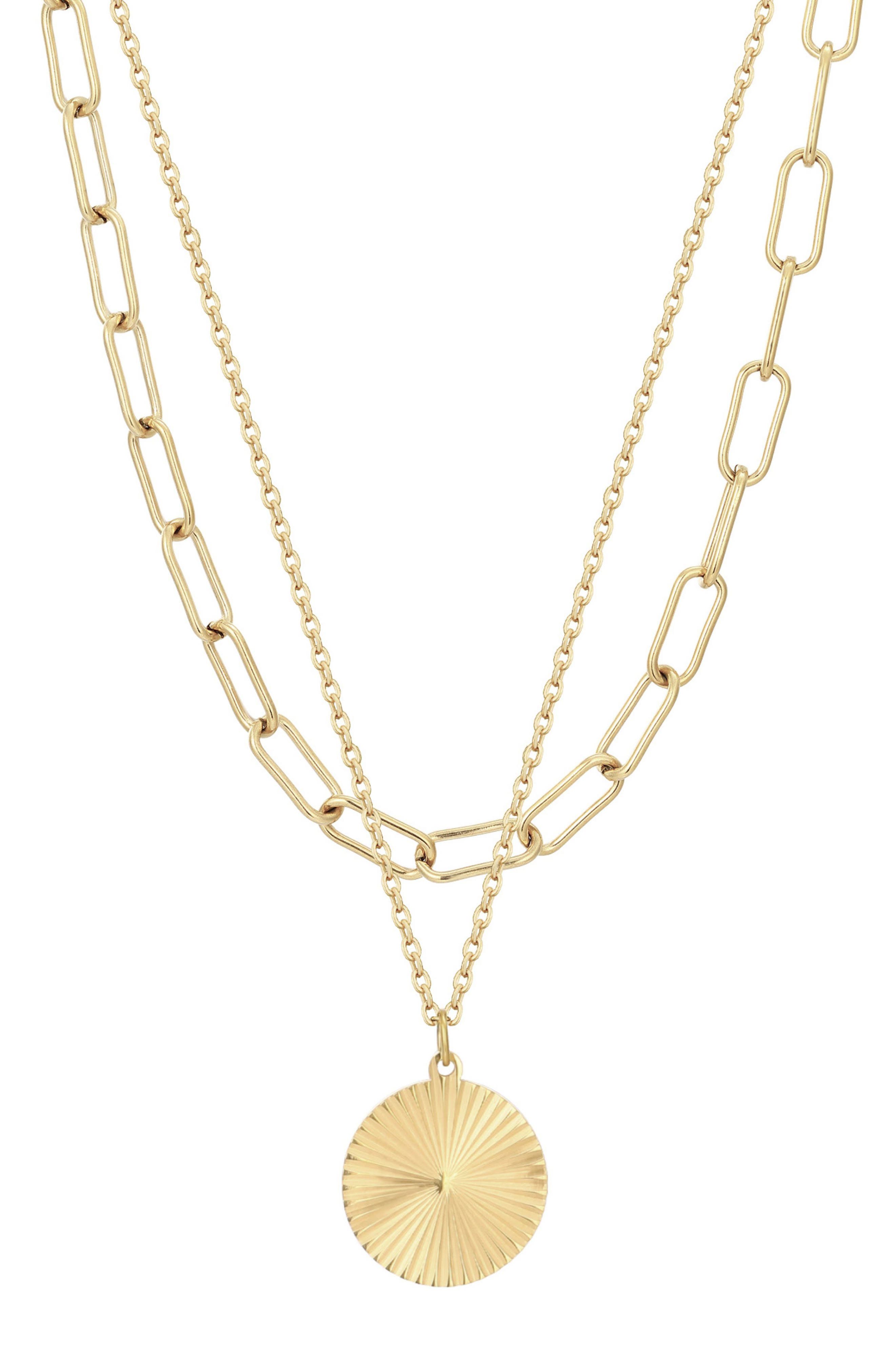 Adornia Set of 2 Chunky Paper Clip & Pendant Necklaces