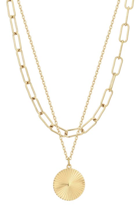 Set of 2 Chunky Paper Clip & Pendant Necklaces