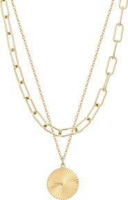 Adornia Set of 2 Chunky Paper Clip & Pendant Necklaces