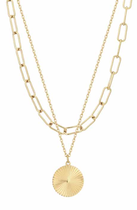 Adornia Set of 2 Chunky Paper Clip & Pendant Necklaces