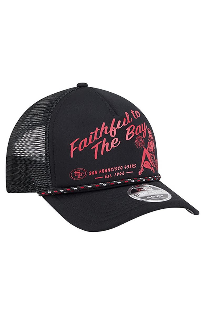 New Era Men
s New Era Black San Francisco 49ers Gas Station 9FORTY A-Frame M-Crown Adjustable Trucker Hat, Alternate, color, Black