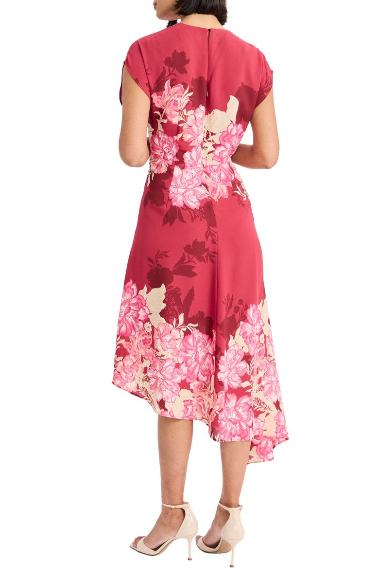 Maggy London Floral Print Asymmetric Midi Dress, Alternate, color, 