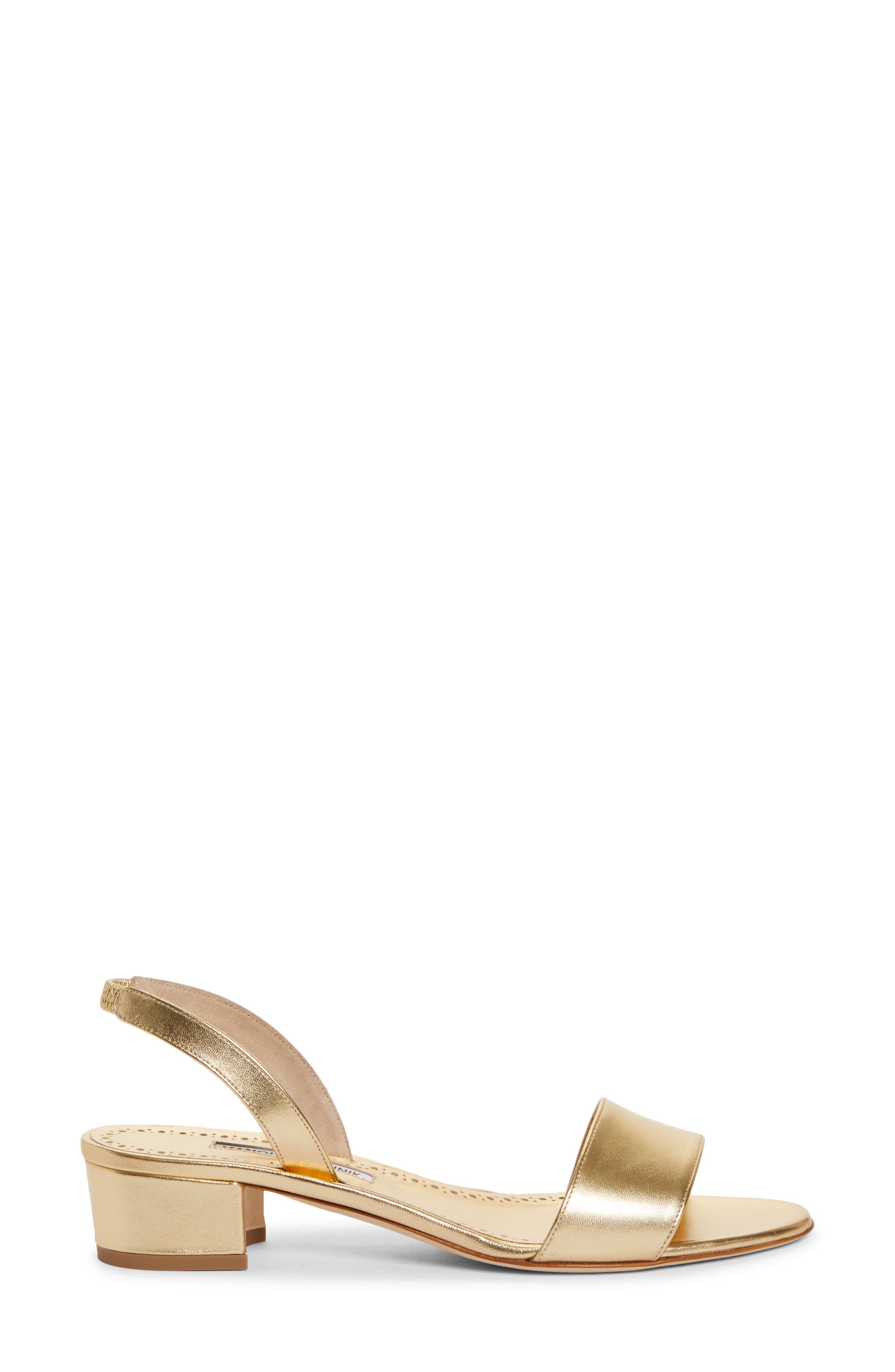 Manolo Blahnik Patopia Slingback Sandal, Alternate, color, Gold