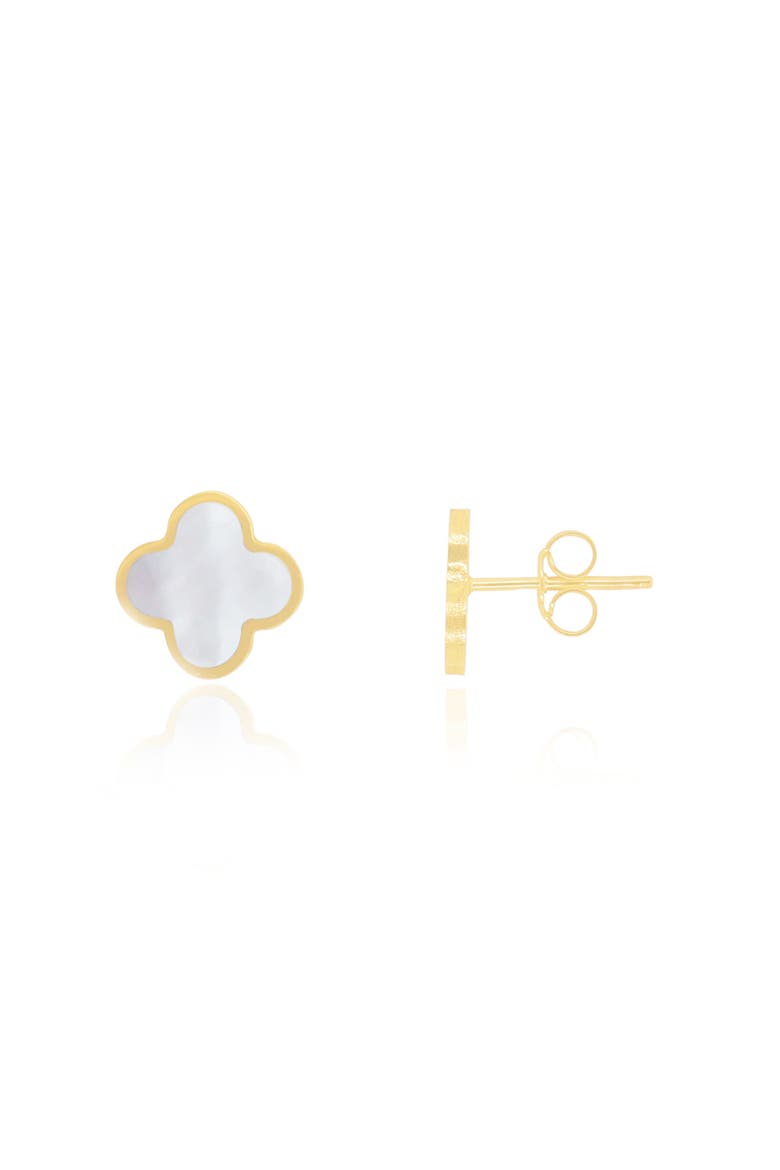 Small Mother of Pearl Clover Stud Earrings, Main, color, Mother of Pearl