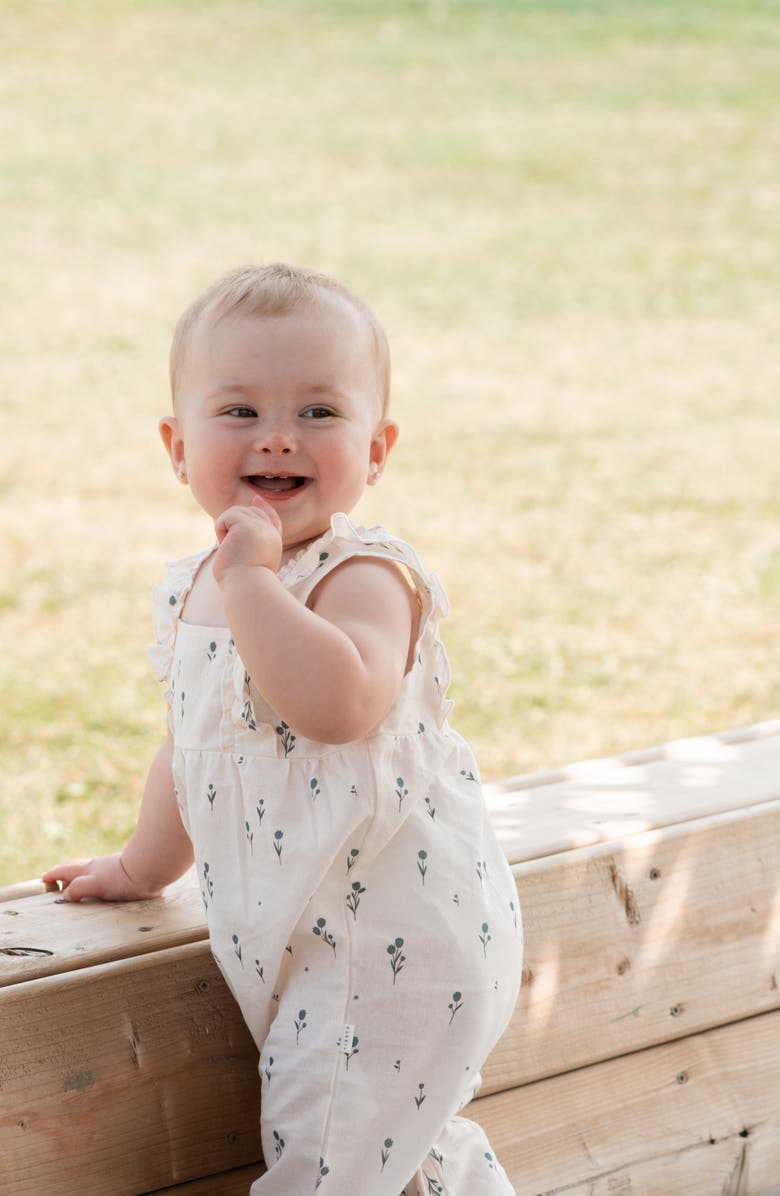 Petit Lem Blue Tulip Print Organic Cotton Romper, Alternate, color, Light Pink