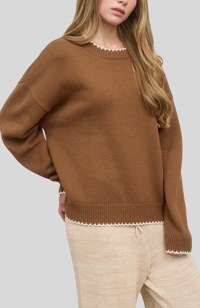 Blu Pepper Crewneck Cotton Blend Sweater, Alternate, color,