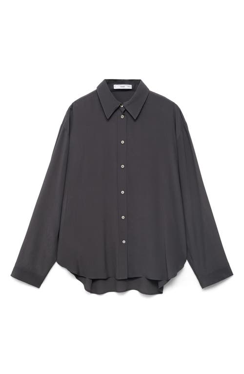Mango Oversize Flowy Shirt In Gray