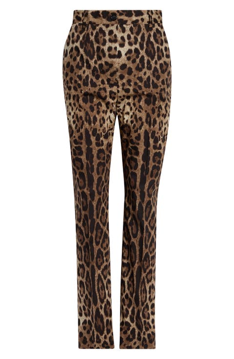 Leopard Print Cotton Poplin Pants