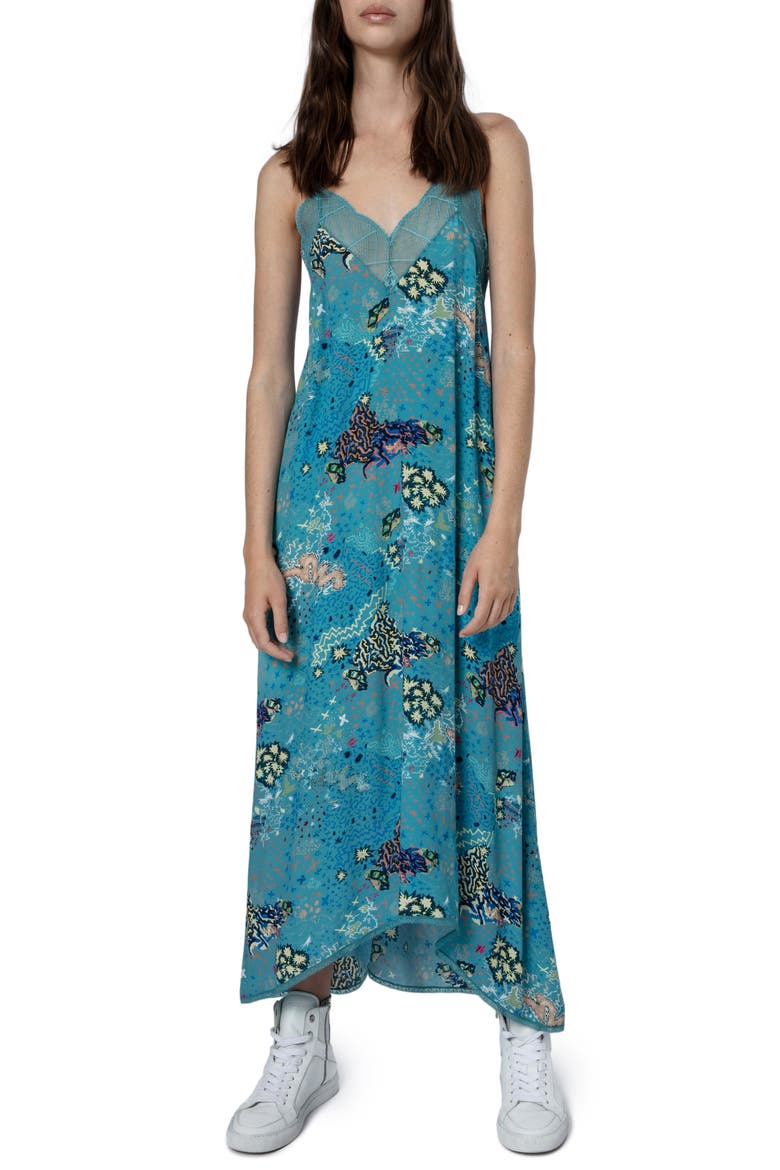 Risty Glam Rock High-Low Slipdress, Main, color, EUCALYPTUS