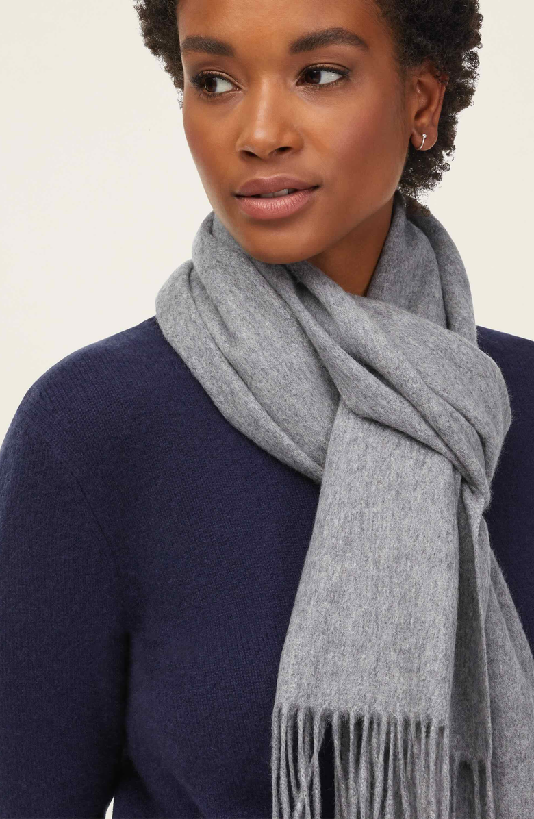 Italic Casey Cashmere Scarf, Alternate, color, Heather Grey