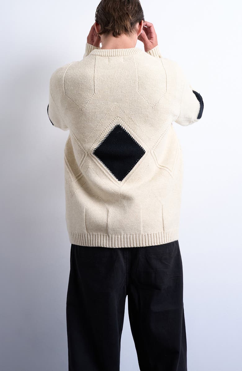 Topman Diamond Sweater, Alternate, color, Ecru