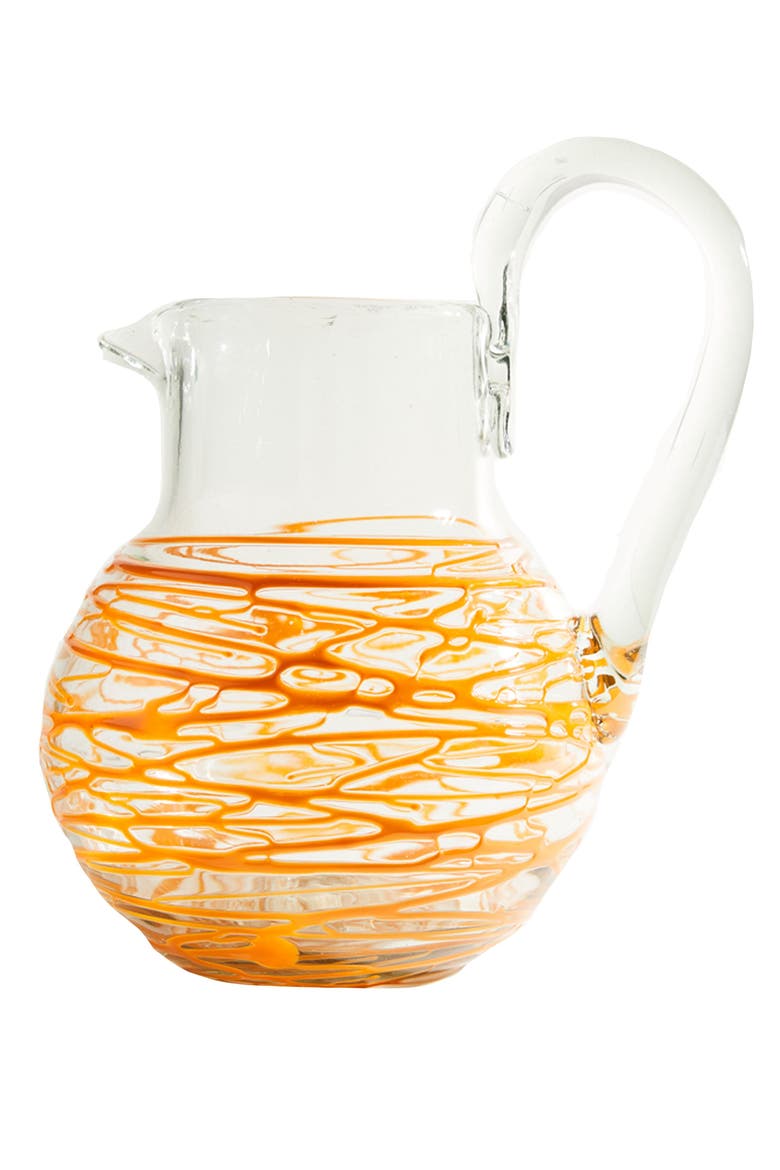 Handblown Glass Pitcher, Main, color, Orange