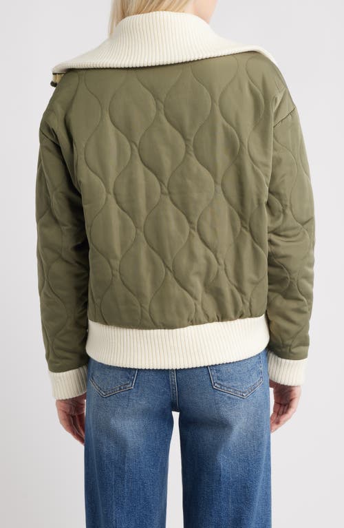 Thread & Supply Knit Collar Quilted Jacket In Green