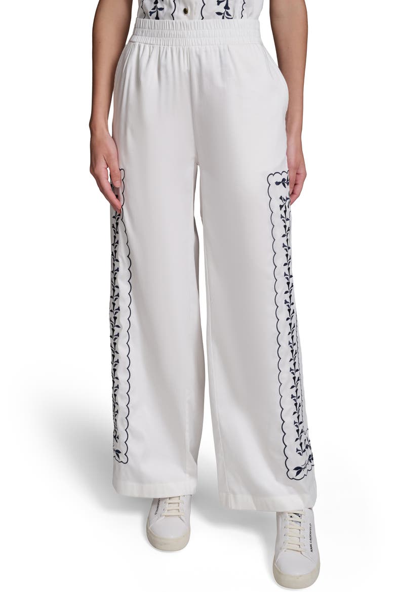 Embroidered Wide Leg Pants, Main, color, SOFT WHITE