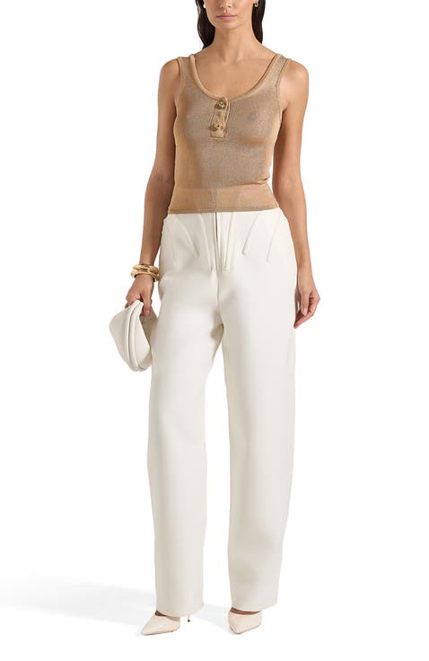 Pippa Pointelle Knitted Vest With Knot Button