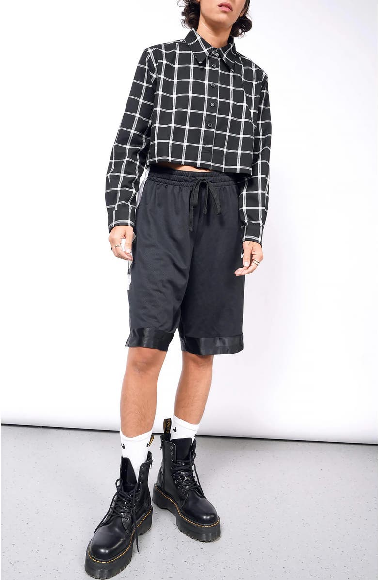 WILDFANG The Essential Flannel Long Sleeve Cropped Button Up, Main, color, 