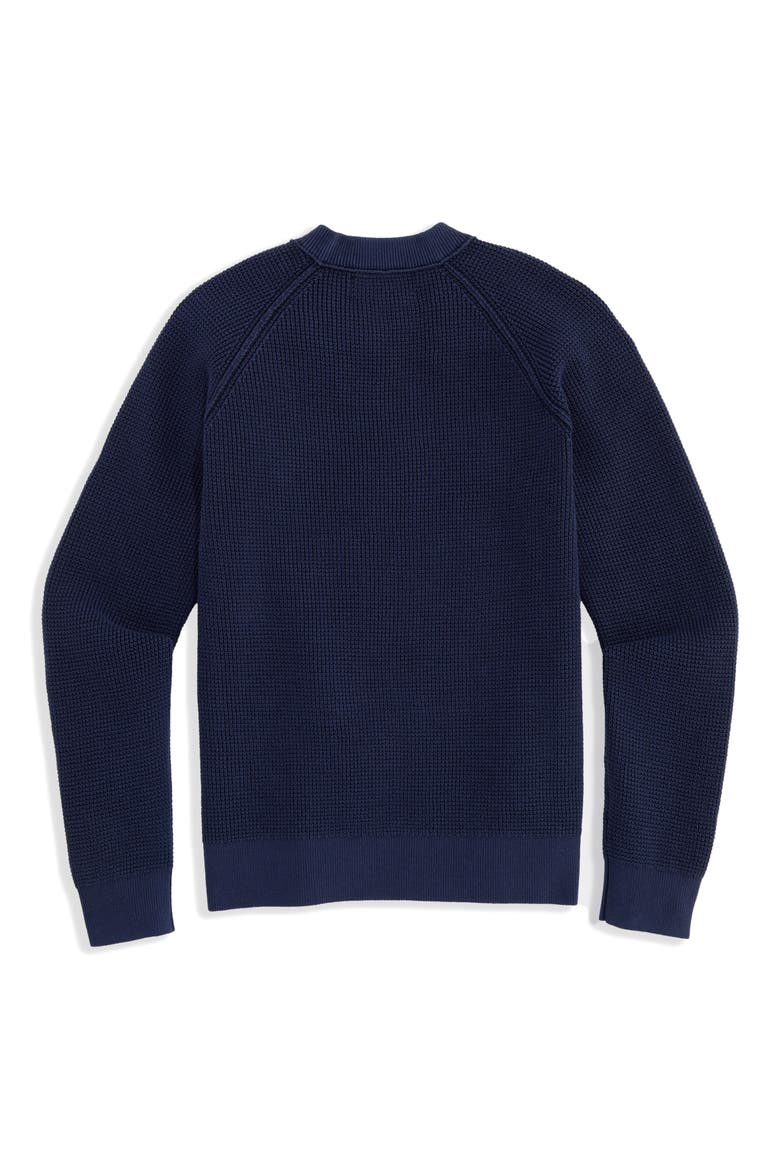 Kids' Raglan Sleeve Cotton Waffle Sweater, Alternate, color, NAUTICAL NAVY