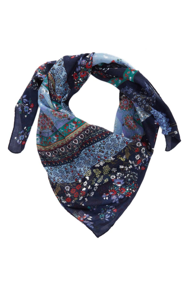 Collection XIIX Ditsy Floral Patchwork Scarf, Alternate, color, Navy Night