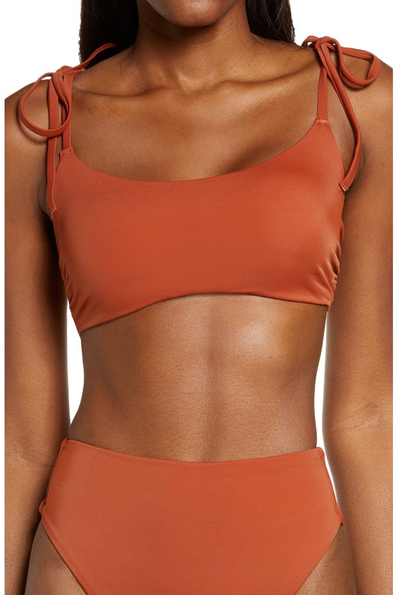 Easy Retro Tie Strap Bikini Top, Main, color, BROWN SPICE