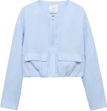 MANGO Crop Linen Jacket | Nordstrom