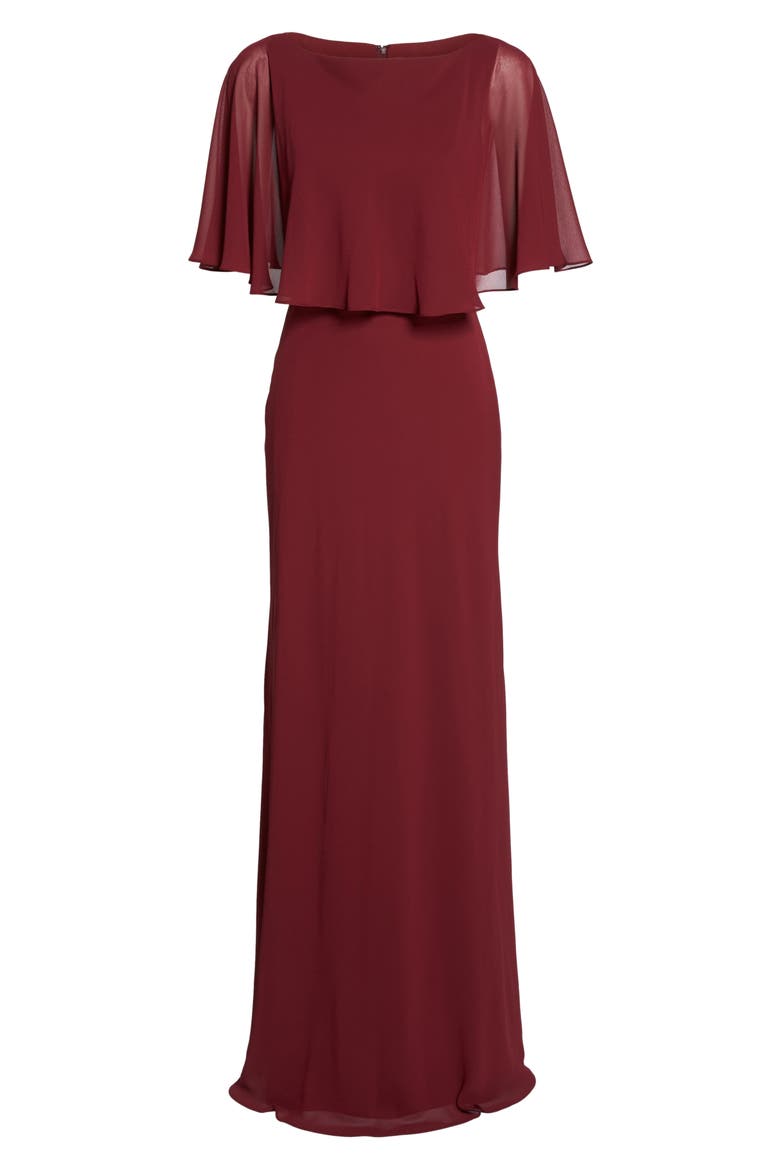 Popover Chiffon Gown, Alternate, color, GARNET