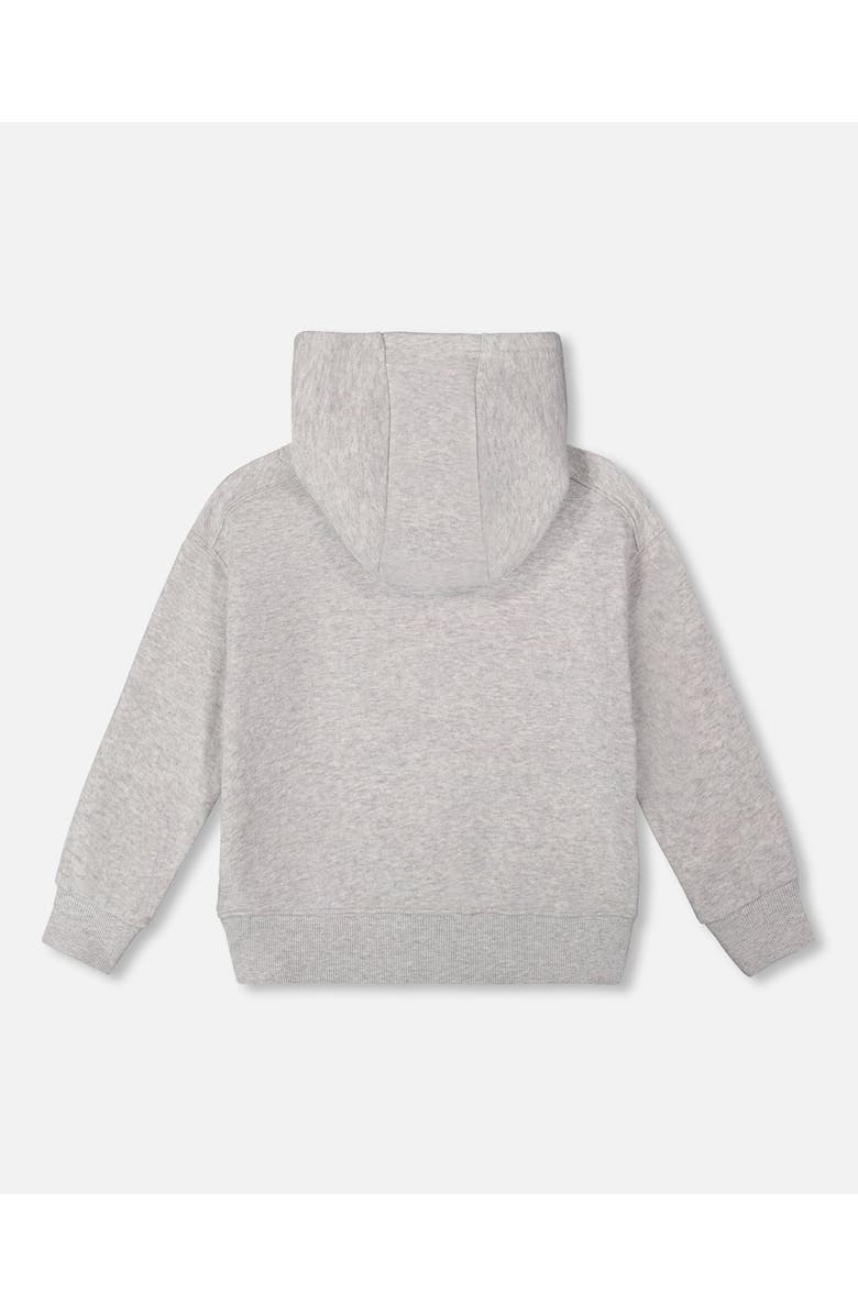 Deux par Deux Pullover Fleece Hooded Sweatshirt, Alternate, color, Light Heather Gray