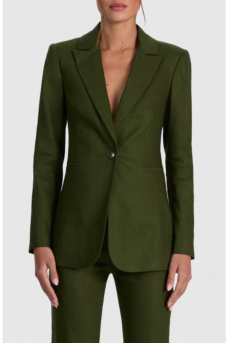 Breann Long Fitted Blazer, Main, color, DARK FERN