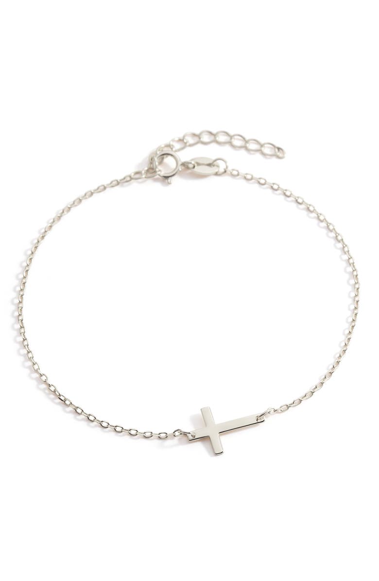 Mint & Lily Cross Charm Bracelet, Alternate, color, 925 Sterling Silver