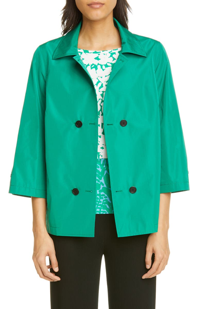 St. John Collection Lightweight Taffeta Double Breasted Jacket, Main, color, 