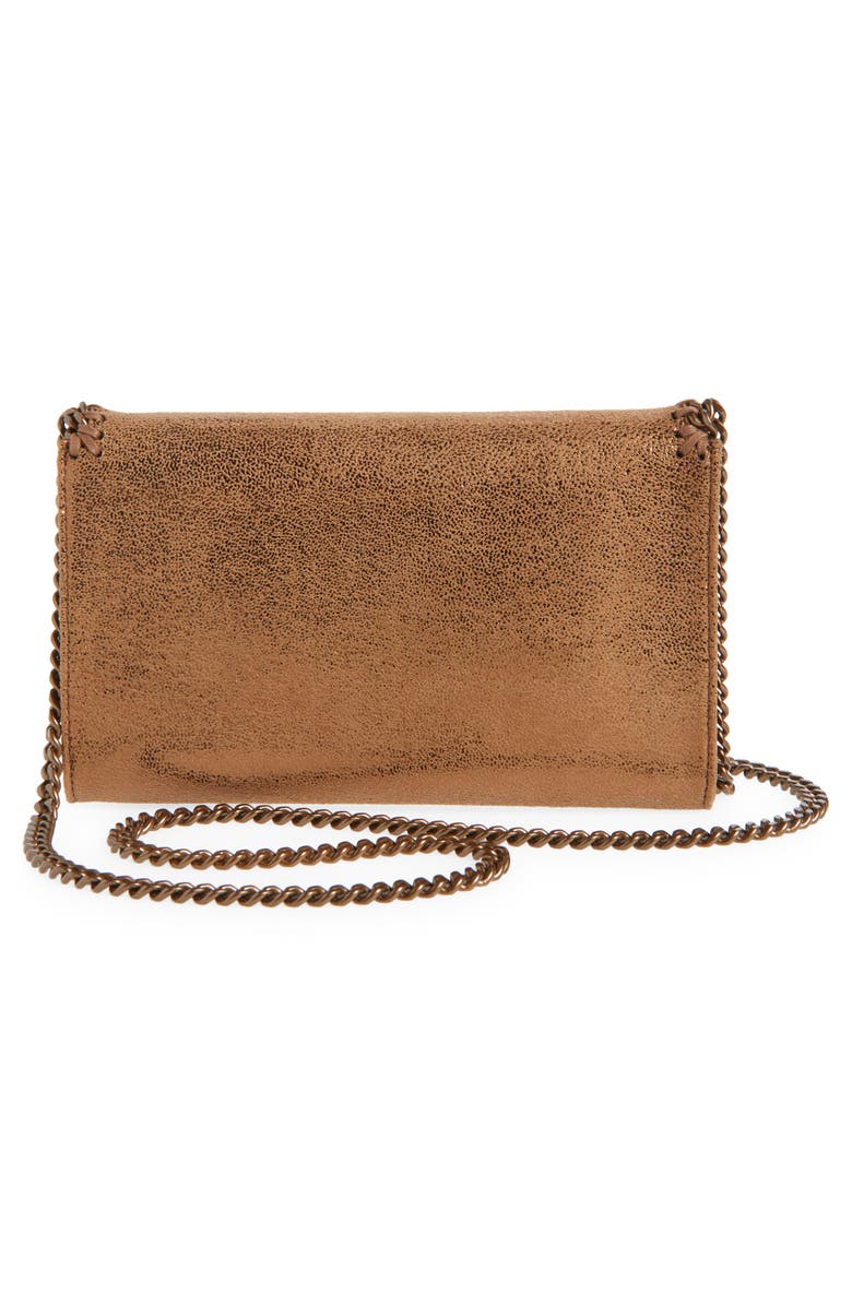 Stella McCartney Falabella Shiny Dot Faux Leather Wallet on a Chain, Alternate, color, Bronze