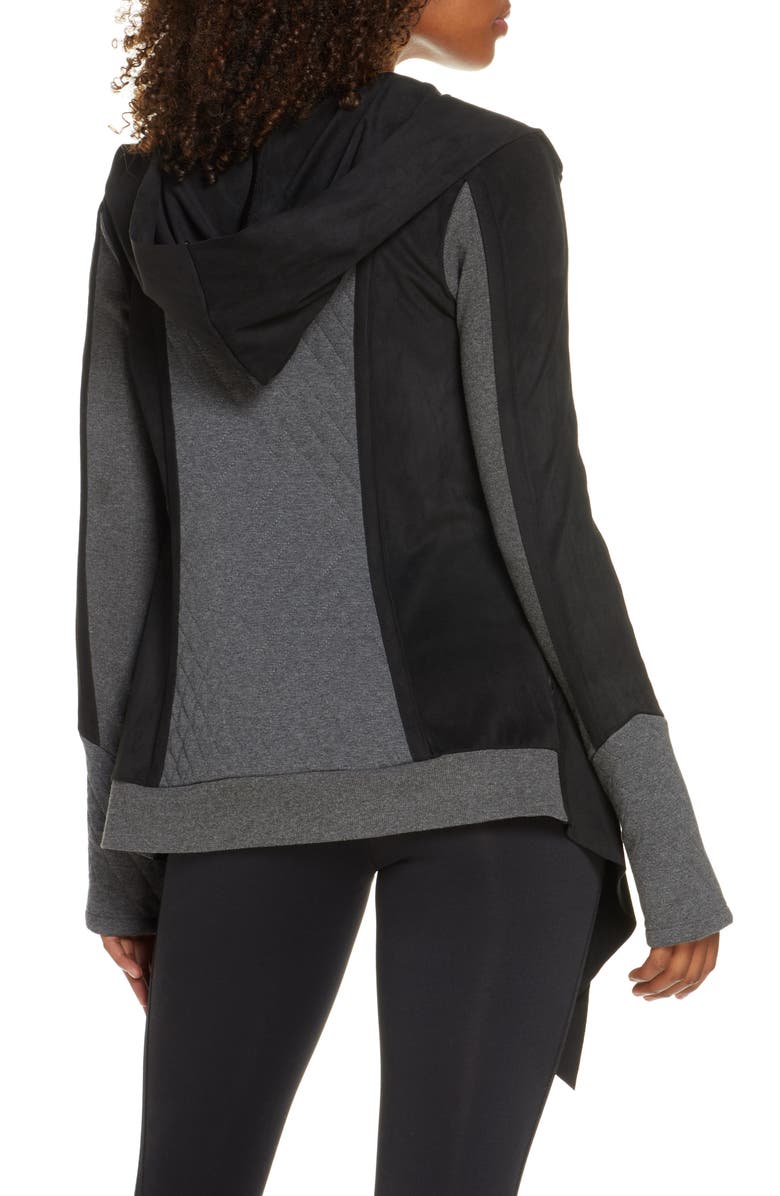 Blanc Noir Sleeper Drape Front Jacket, Alternate, color,