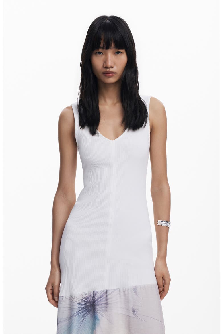 Sleeveless Handkerchief Hem Dress, Alternate, color, WHITE