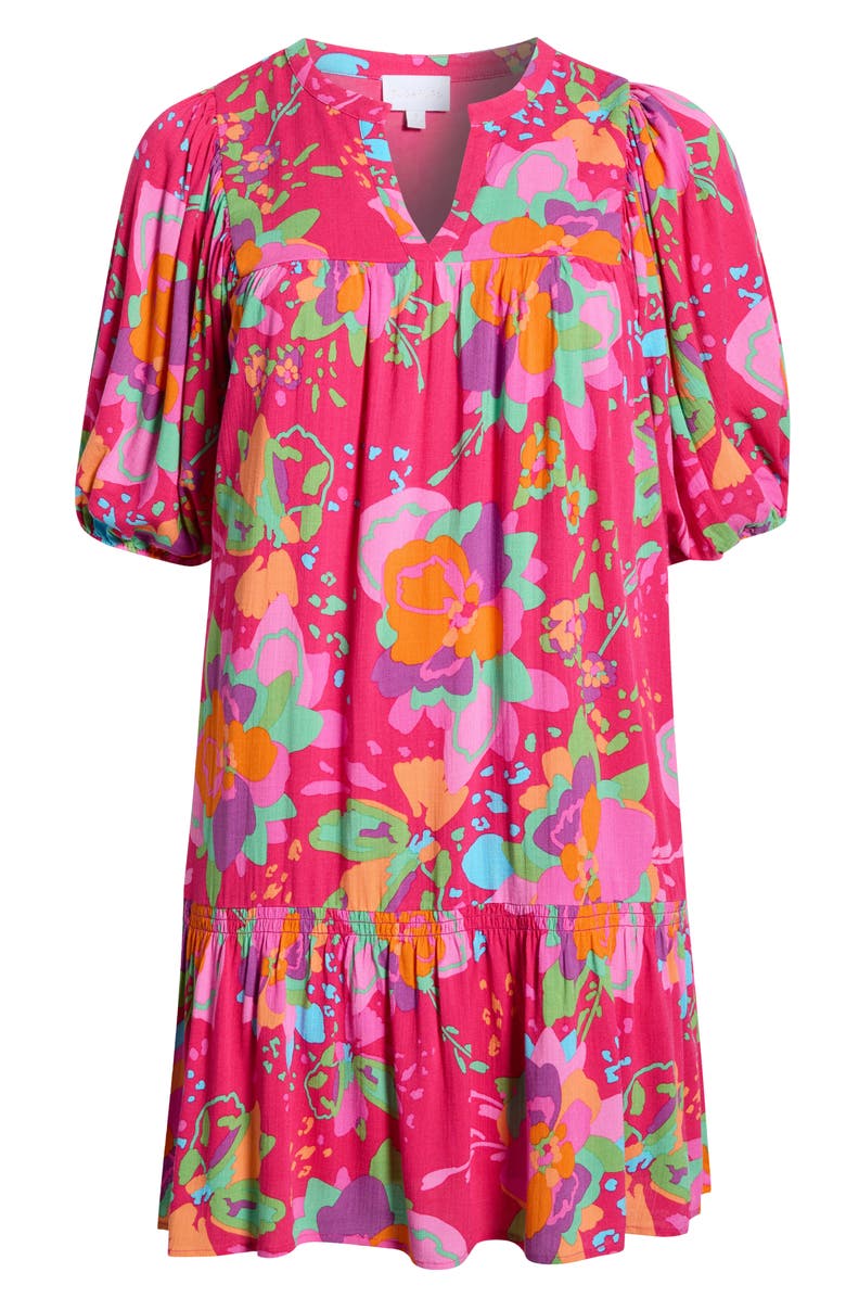 SUGARLIPS Himera Floral Maribor Puff Sleeve Minidress, Alternate, color, Fuchsia Multi