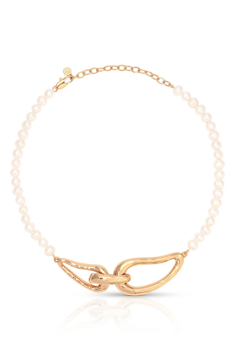 Ettika Molten Muse Freshwater Pearl Necklace, Main, color, Gold