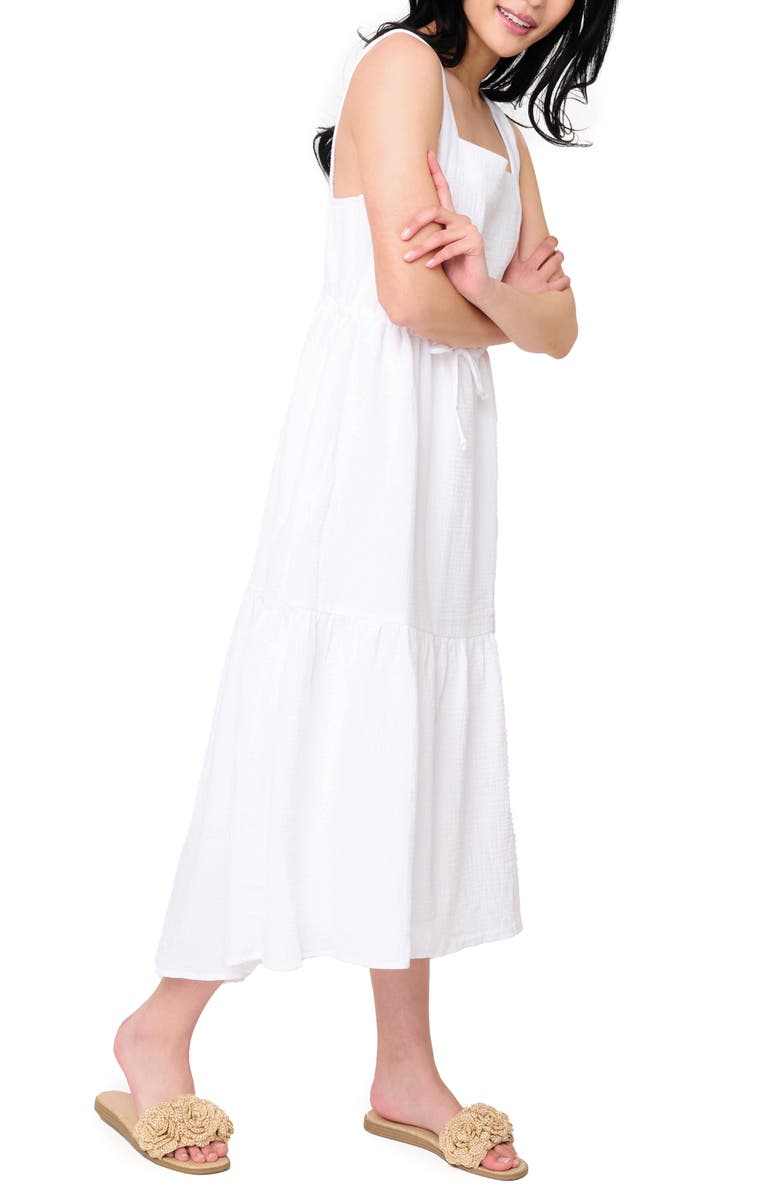 GIBSONLOOK Gauze Tiered Midi Dress, Alternate, color, White