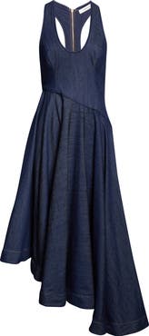 Zimmermann Kindred Spirit Asymmetric Scoop Neck Cotton Denim Dress