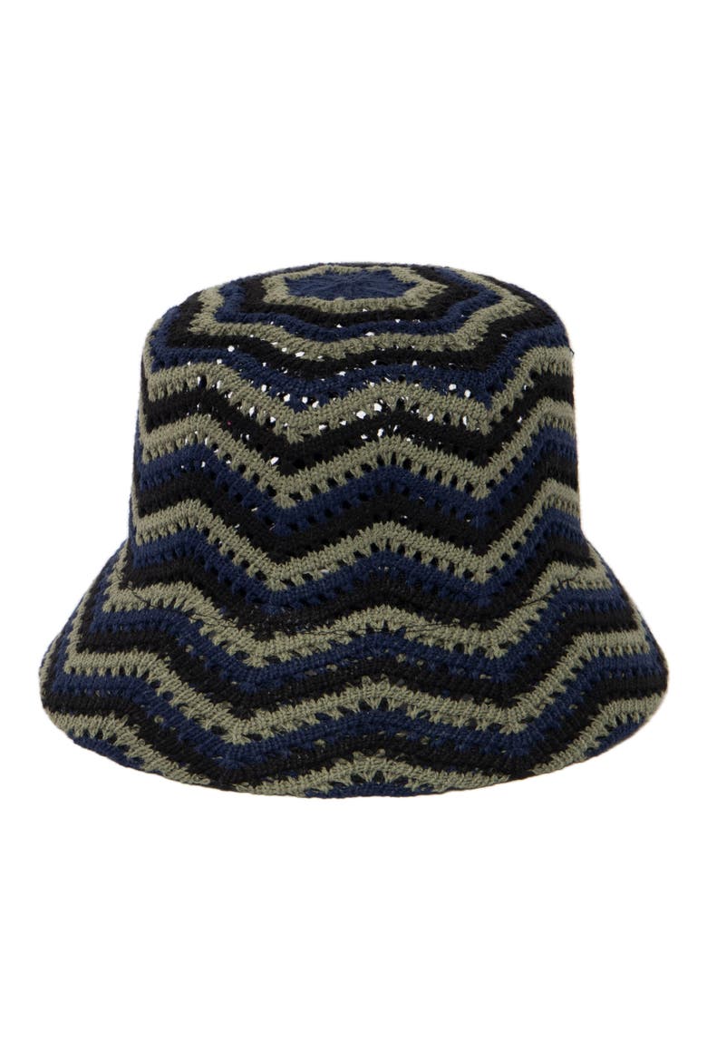 Knit Chevron Bucket Hat, Main, color, NAVY
