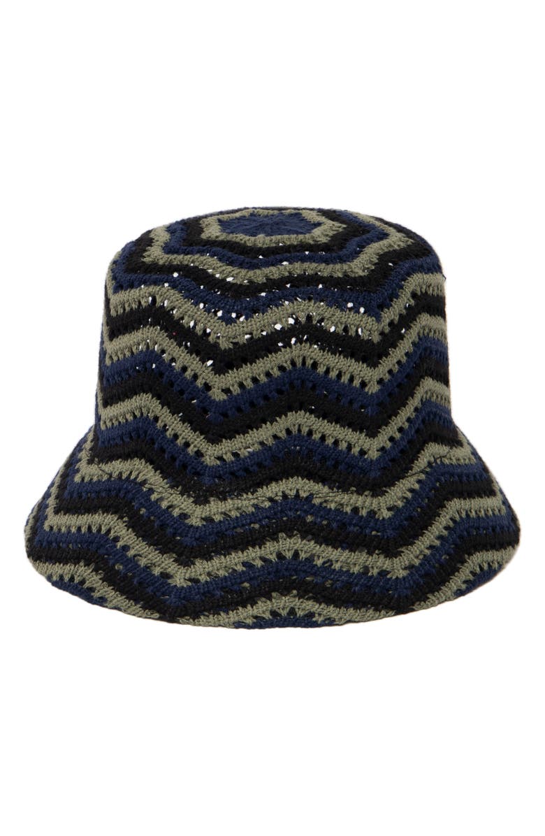 San Diego Hat Knit Chevron Bucket Hat, Main, color, Navy