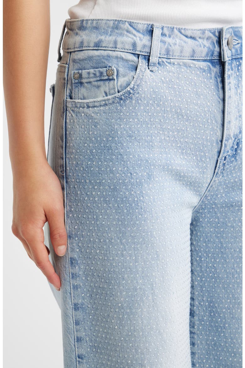 Rhinestone Wide Leg Jeans, Alternate, color, INDIGO