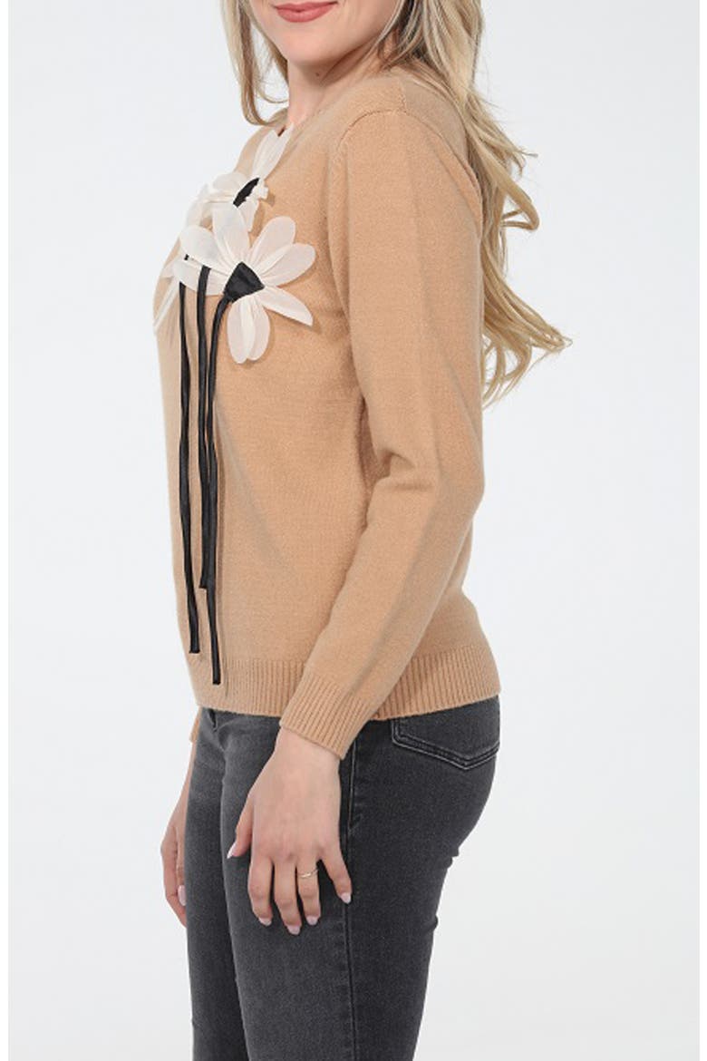 Floral String Sweater, Alternate, color, BEIGE