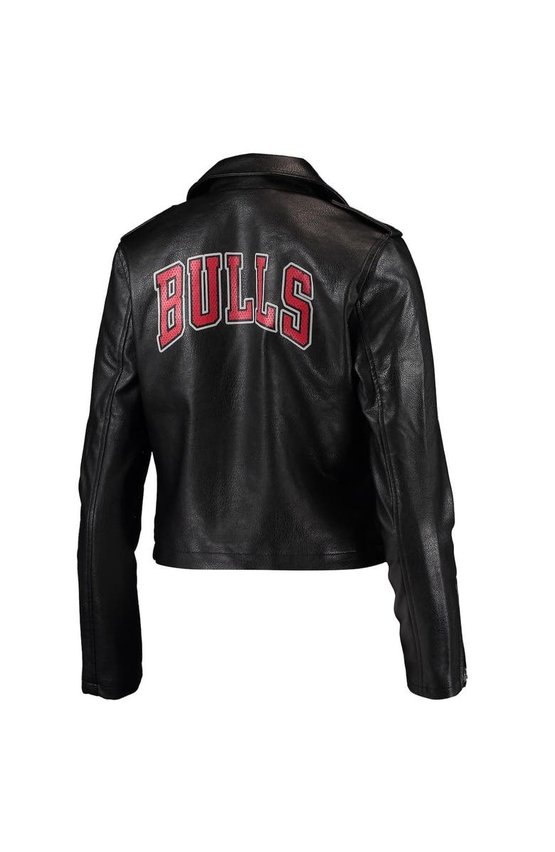 THE WILD COLLECTIVE Women's The Wild Collective Black Chicago Bulls Moto Full-Zip Jacket, Alternate, color, 