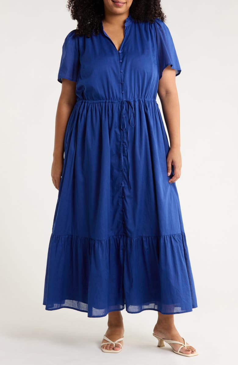 SUGARLIPS Bluebell Tiered Cotton Maxi Dress, Main, color, Navy