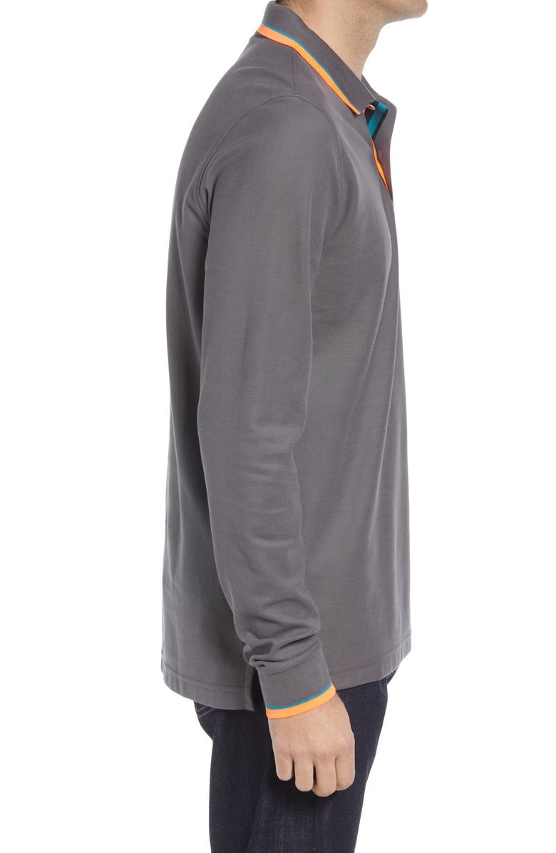 Psycho Bunny Orton Tipped Long Sleeve Piqué Polo, Alternate, color, 