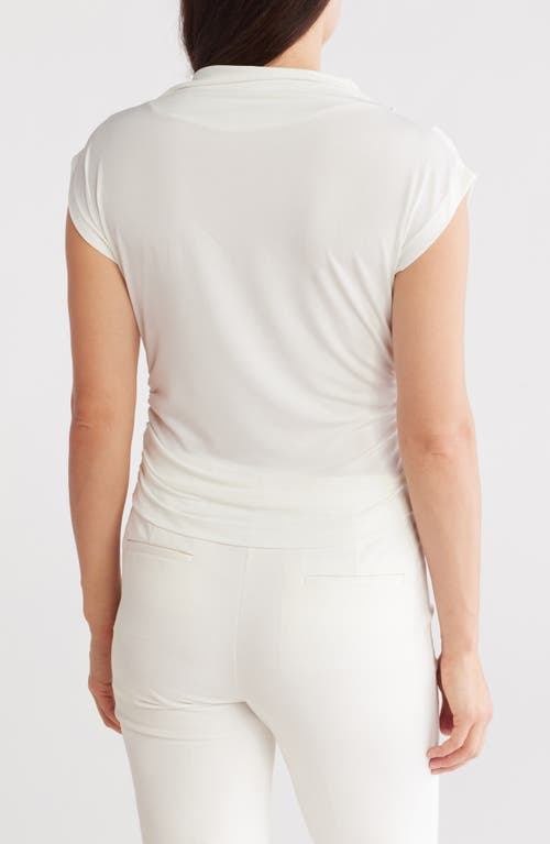 Renee C Cap Sleeve Ruched Crop Top In Ivory