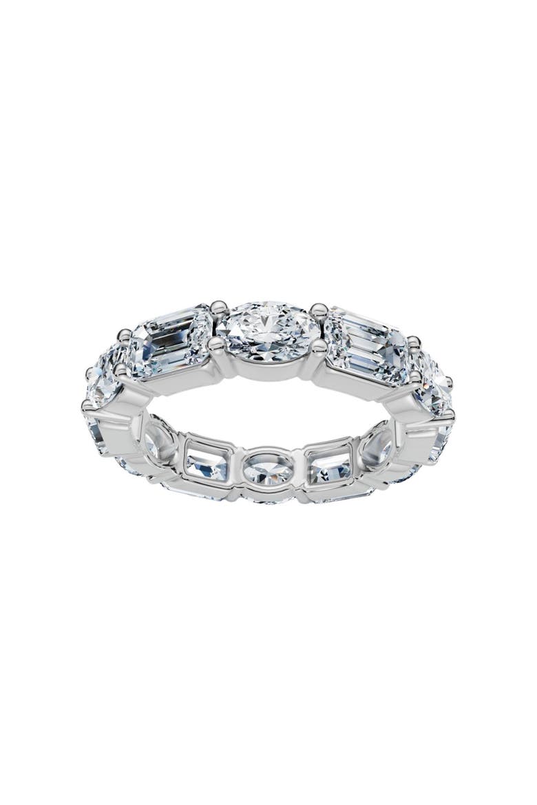 6 1/2Ct Oval & Emerald Diamond Eternity Ring 14k Gold or Platinum Lab Grown, Alternate, color, 14k White Gold