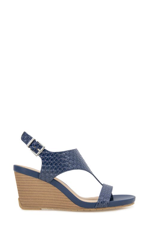 Reaction Kenneth Cole Greatly Platform Wedge Sandal In Navy Woven