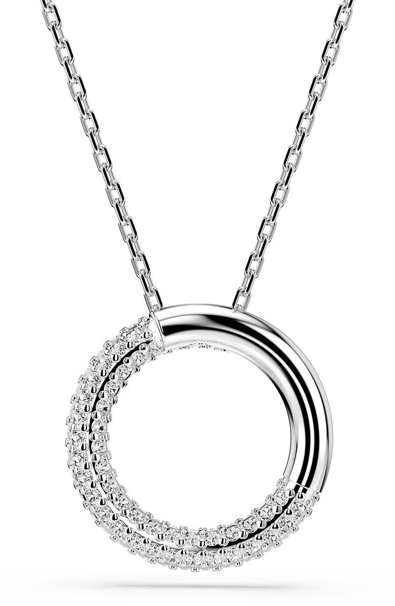 Swarovski Dextera Open Circle Pendant Necklace, Alternate, color, White/ Silver